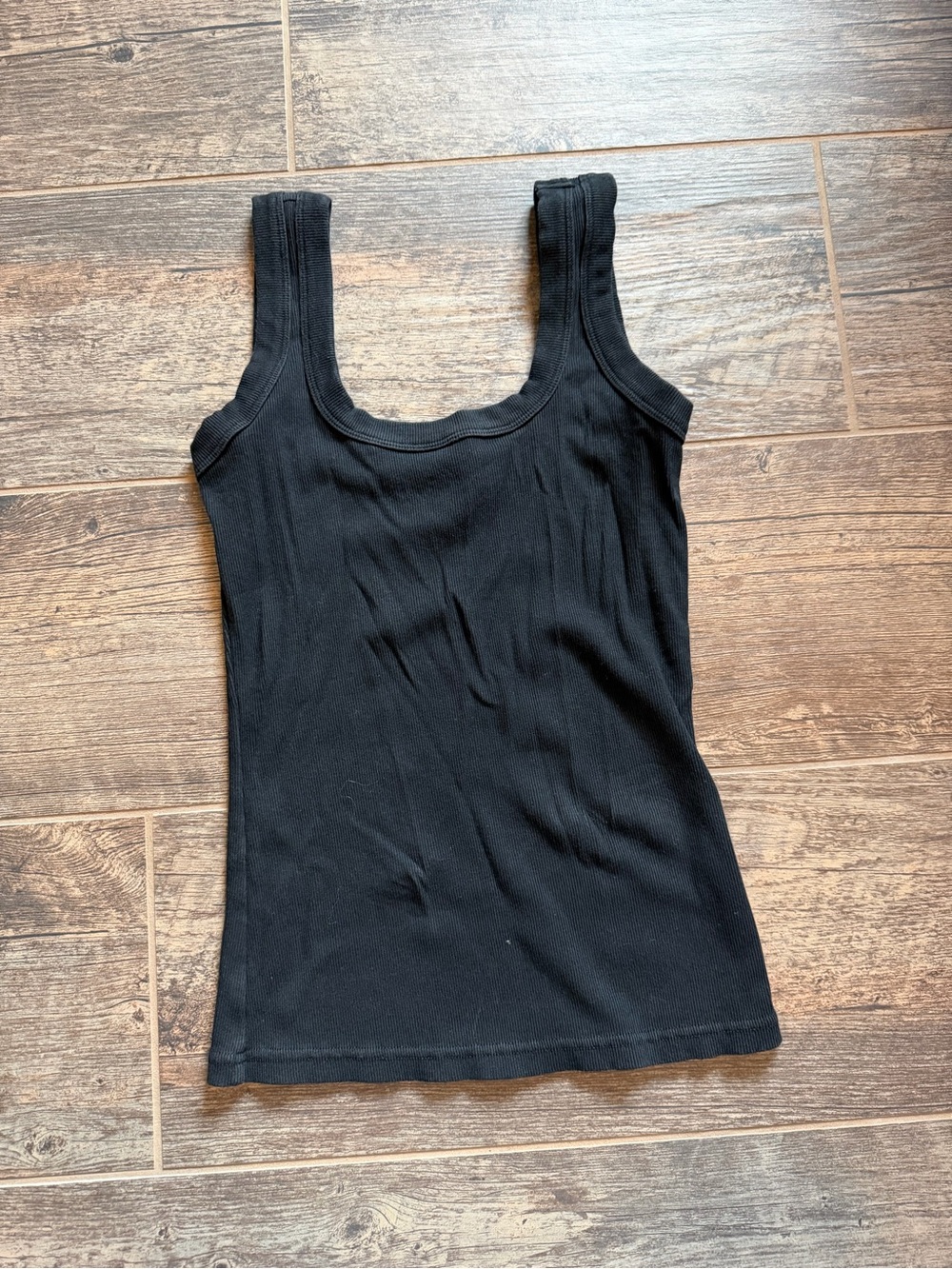 Classic Black Ribbed Scoop Tank Top